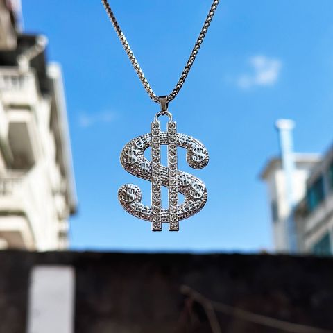 Hip-hop Dollars Alloy Titanium Steel Plating Inlay Artificial Diamond Unisex Pendant Necklace