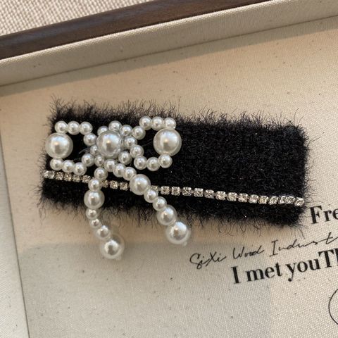 Women's Simple Style Bow Knot Imitation Pearl Handmade Hair Clip