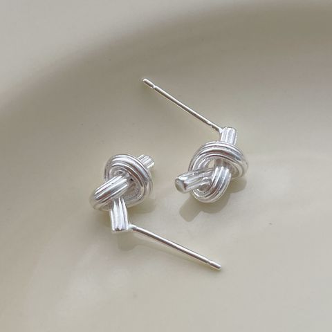 1 Pair Simple Style Solid Color Plating Sterling Silver Gold Plated Ear Studs