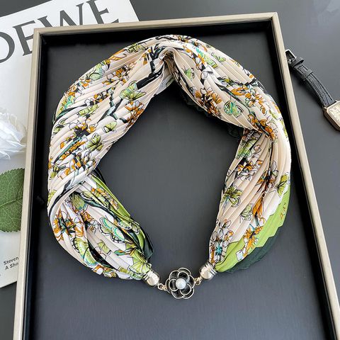 Women's Cute Sweet Simple Style Color Block Polyester Printing Silk Scarf