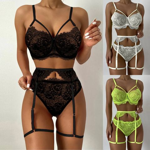 Women's Lady Sexy Solid Color Sexy Lingerie Sets Home Daily High Waist Sexy Lingerie