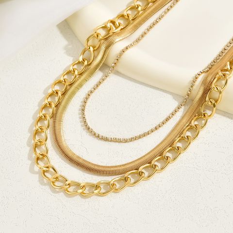 Basic Solid Color Alloy Layered Plating Gold Plated Women's Necklace