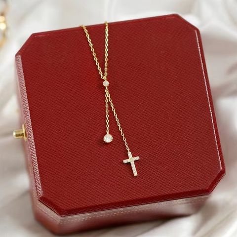 Casual Elegant Simple Style Cross Sterling Silver Plating Silver Plated Pendant Necklace