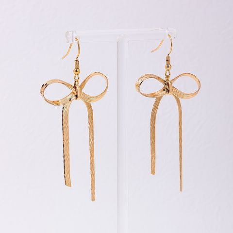 1 Pair Sweet Simple Style Bow Knot Alloy Drop Earrings