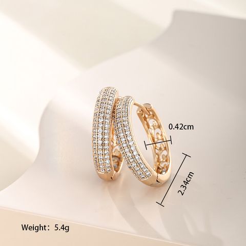 1 Pair Xuping Simple Style Circle Copper Alloy Artificial Gemstones 14k Gold Plated 18k Gold Plated White Gold Plated Hoop Earrings
