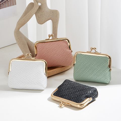 Women's Pu Leather Solid Color Streetwear Square Buckle Evening Bag