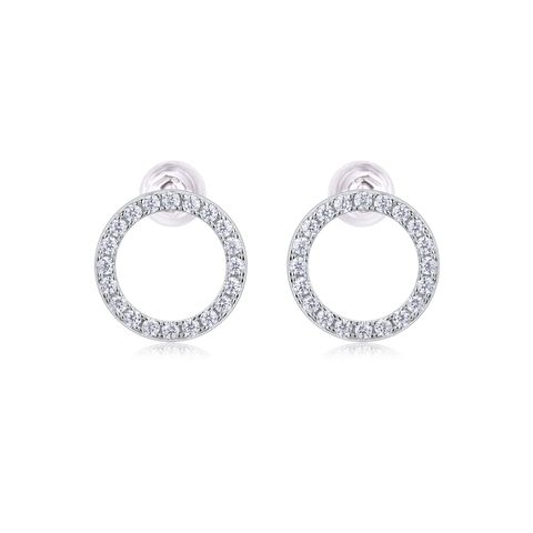 Simple Style Shiny Circle Sterling Silver Gra Plating Inlay Moissanite 18k Gold Plated Ear Studs