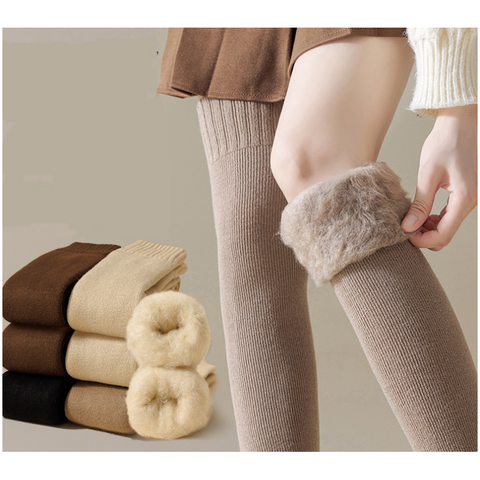 Women's Simple Style Solid Color Polyacrylonitrile Fiber Jacquard Over The Knee Socks A Pair
