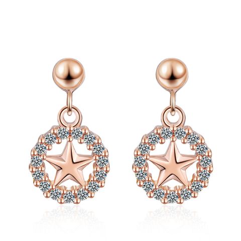 1 Pair Elegant Luxurious Commute Star Plating Inlay Copper Zircon Rose Gold Plated White Gold Plated Drop Earrings