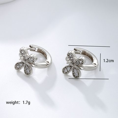 1 Pair Casual Xuping Simple Style Butterfly Plating Inlay Copper Alloy Artificial Diamond 18k Gold Plated White Gold Plated Hoop Earrings