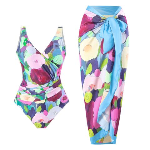 Women's Fashion Ditsy Floral Polyester One Pieces