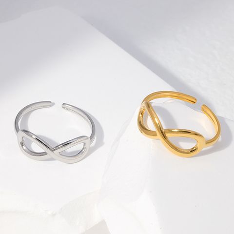 304 Stainless Steel 18K Gold Plated Sweet Simple Style Plating Hollow Out Infinity Open Rings