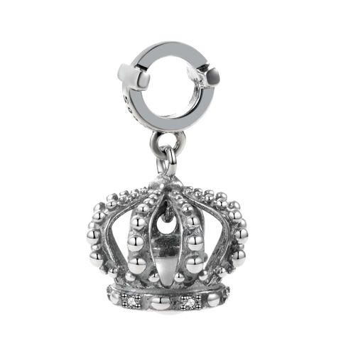 Classical Retro Crown Sterling Silver Plating Inlay Pearl Zircon Rhodium Plated Charms Jewelry Accessories