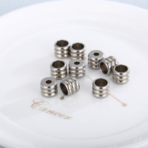10 Pieces 5mm Long Stainless Steel Solid Color Beads