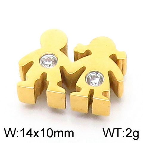 1 Piece 12 * 9mm 13 * 9mm 14 * 10mm Stainless Steel Rhinestones 18K Gold Plated Solid Color Pendant