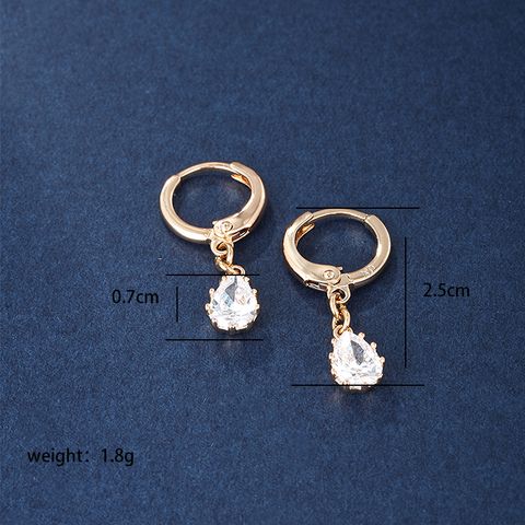 1 Pair Lady Xuping Simple Style Geometric Plating Inlay Copper Alloy Artificial Gemstones 18k Gold Plated 24k Gold Plated White Gold Plated Drop Earrings
