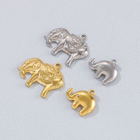 1 Piece Stainless Steel 18K Gold Plated Animal Elephant Pendant