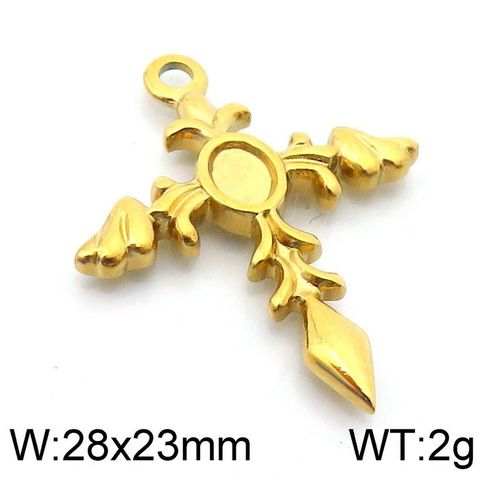 1 Piece Stainless Steel 18K Gold Plated Cross Pendant