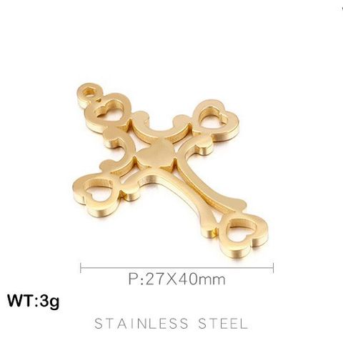 1 Piece Stainless Steel 18K Gold Plated Cross Heart Shape Pendant