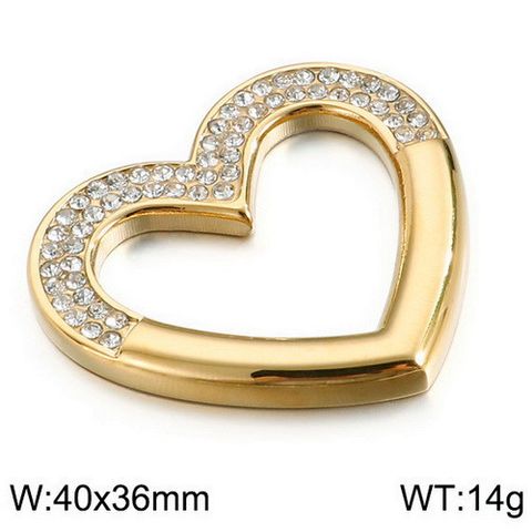 1 Piece Stainless Steel Zircon 18K Gold Plated Heart Shape
