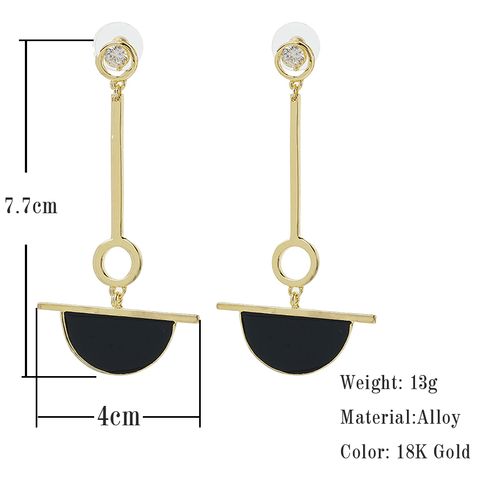 1 Pair Simple Style Color Block Plating Inlay Alloy Zircon 18k Gold Plated Dangling Earrings