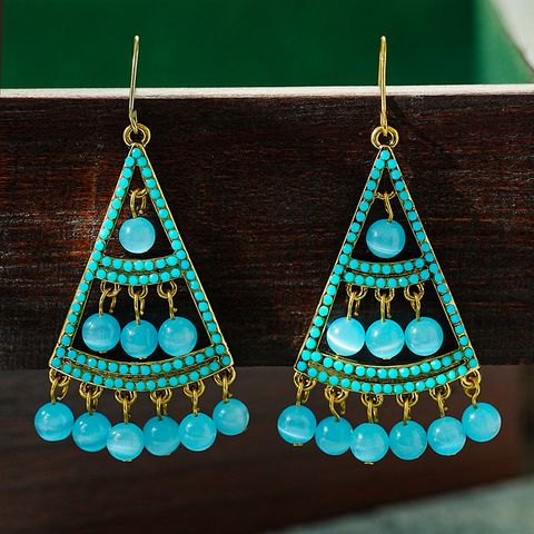 1 Pair Ethnic Style Color Block Plating Alloy 18k Gold Plated Dangling Earrings
