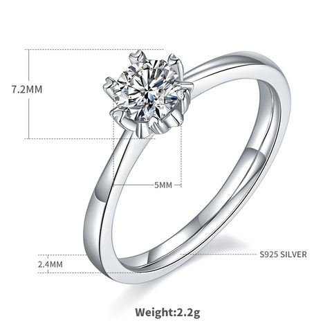 Sterling Silver Elegant Shiny GRA Certificate Plating Inlay Round Lab-grown Diamonds Moissanite Rings