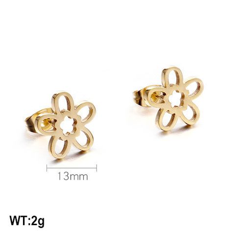 1 Pair Simple Style Flower Plating Stainless Steel 18K Gold Plated Ear Studs