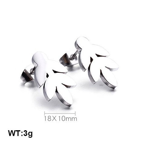 1 Pair Simple Style Leaf Inlay Stainless Steel Zircon 18K Gold Plated Ear Studs