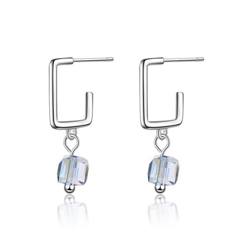 1 Pair Classic Style Square Plating Inlay Crystal Zircon White Gold Plated Drop Earrings