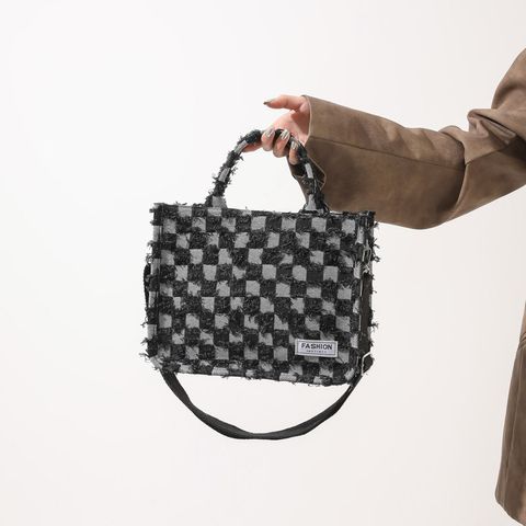 Women's Denim Solid Color Vacation Sewing Thread Square Zipper Handbag