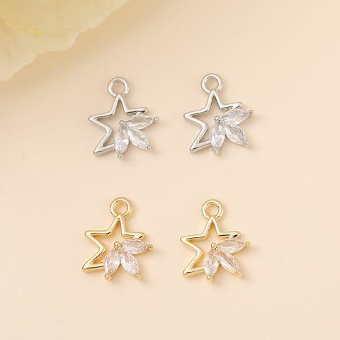 Elegant Vintage Style Simple Style Star Flower Copper Plating Inlay Zircon 18k Gold Plated White Gold Plated Jewelry Accessories