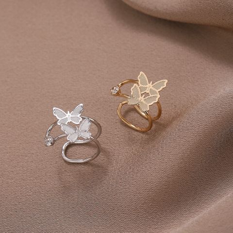 1 Piece Ig Style Butterfly Plating Inlay Metal Zircon Ear Cuffs