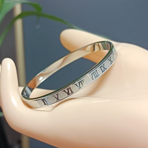 Casual Roman Numeral Stainless Steel Plating 18k Gold Plated Bangle