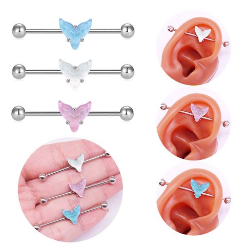 1 Piece Simple Style Classic Style Fish Tail Epoxy Plating Inlay Stainless Steel Acrylic Rhinestones White Gold Plated Ear Studs