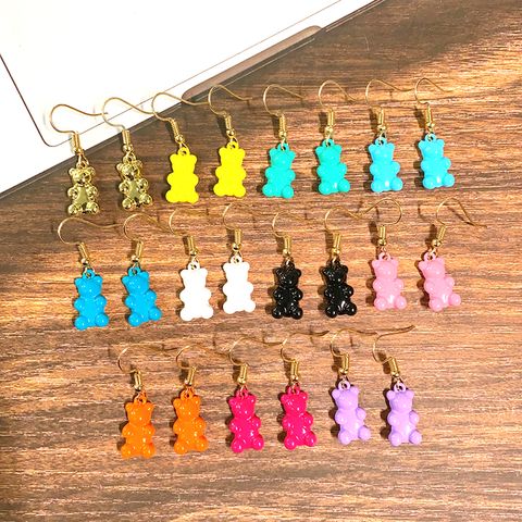 1 Pair Cute Simple Style Bear Alloy Drop Earrings