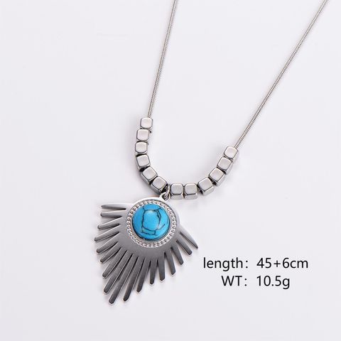 304 Stainless Steel 18K Gold Plated IG Style Retro Beaded Plating Inlay Irregular Turquoise Pendant Necklace