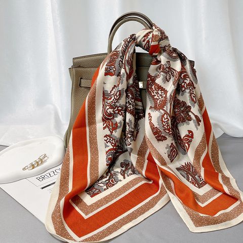 Women's Simple Style Classic Style Color Block Polyester Printing Silk Scarf