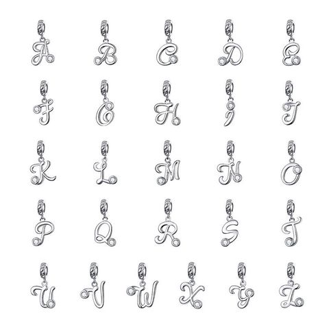 Simple Style Commute Letter Sterling Silver Inlay Zircon Charms