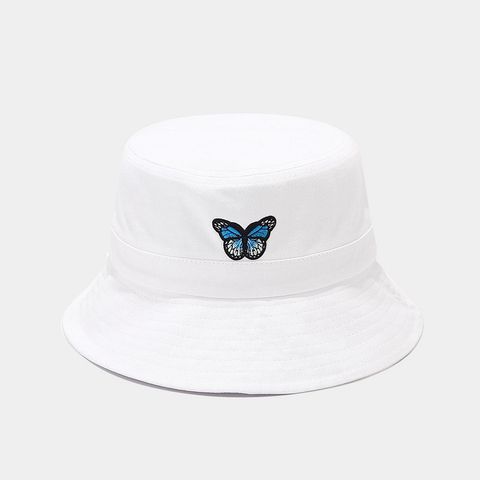 Women's Basic Commute Butterfly Embroidery Big Eaves Bucket Hat