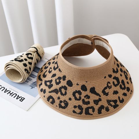 Women's Basic Leopard Big Eaves Sun Hat