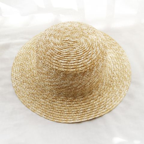 Unisex Vacation Solid Color Flat Eaves Straw Hat
