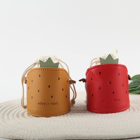 Unisex Pu Leather Pineapple Cute Cylindrical String Shoulder Bag