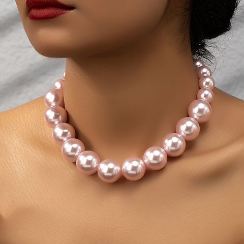 Elegant Glam Round Imitation Pearl Ferroalloy Beaded Plating 14k Gold Plated Women's Necklace