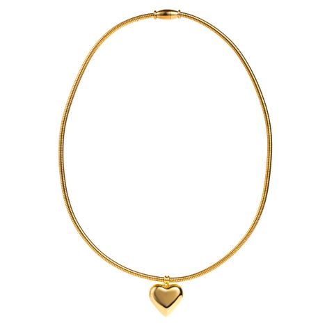 Edelstahl 316 14 Karat Vergoldet Elegant Einfacher Stil Klassischer Stil Überzug Inlay Herzform Glas Halskette Mit Anhänger