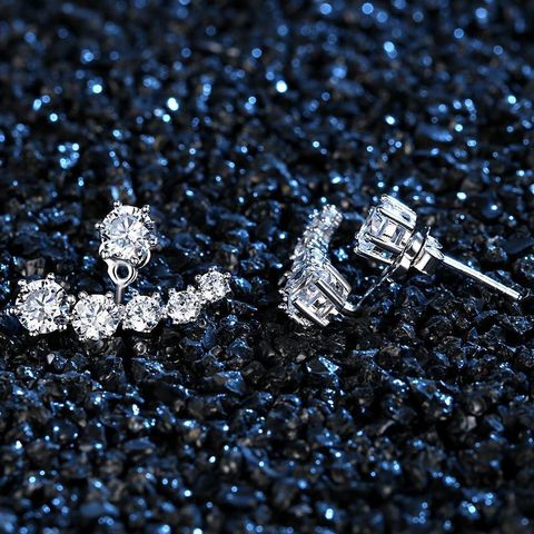 1 Pair Simple Style Solid Color Plating Inlay Copper Zircon White Gold Plated Ear Studs