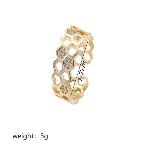 Simple Style Geometric Copper Plating Zircon 18k Gold Plated Open Rings