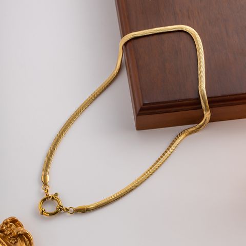 Vintage Style Simple Style Solid Color Stainless Steel Plating 18k Gold Plated Necklace