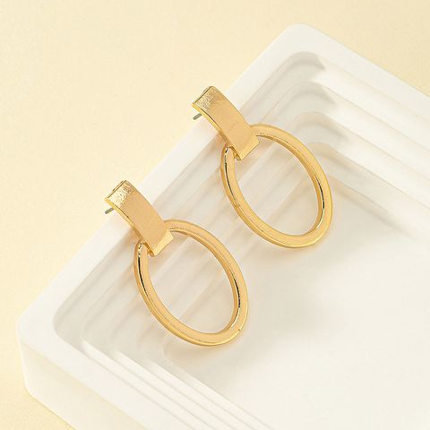 1 Pair Casual Classic Style Oval Plating Alloy Zinc Drop Earrings