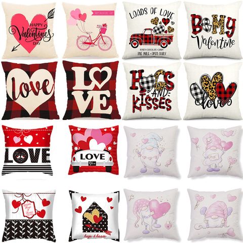 Cute Retro Heart Shape Linen Pillow Cases